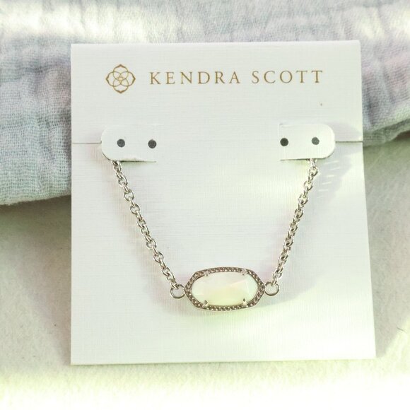 Kendra Scott Elaina Silver Adjustable Chain Bracelet Ivory Pearl - Picture 1 of 2